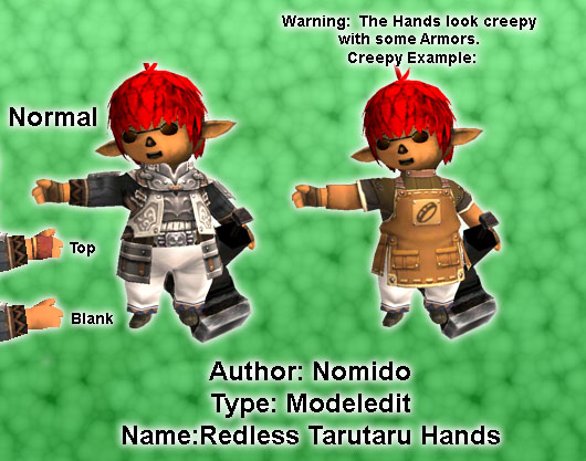 Red Ringless Tarutaru Hands