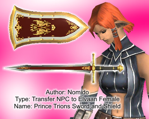 Prince Trions Sword and Shield for Elvaan Female